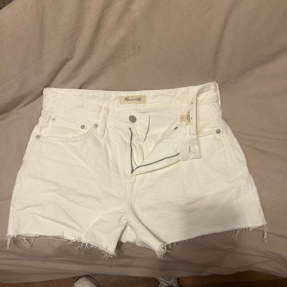 Madewell White Jean Shorts Casual Frayed Hem